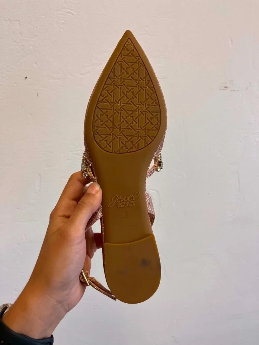 Jewel Badgley Mischka Women's Camden Rose Gold Pointed Flat Size 8 - P1